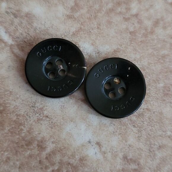 Gucci Set of 2 Black Buttons Engraved with 'GUCCI' - 5/8" - Picture 1 of 4